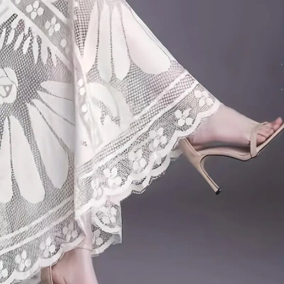 NEW! ELEGANT Lace A LINE FLOWY SKIRT SZ L - Picture 2 of 6